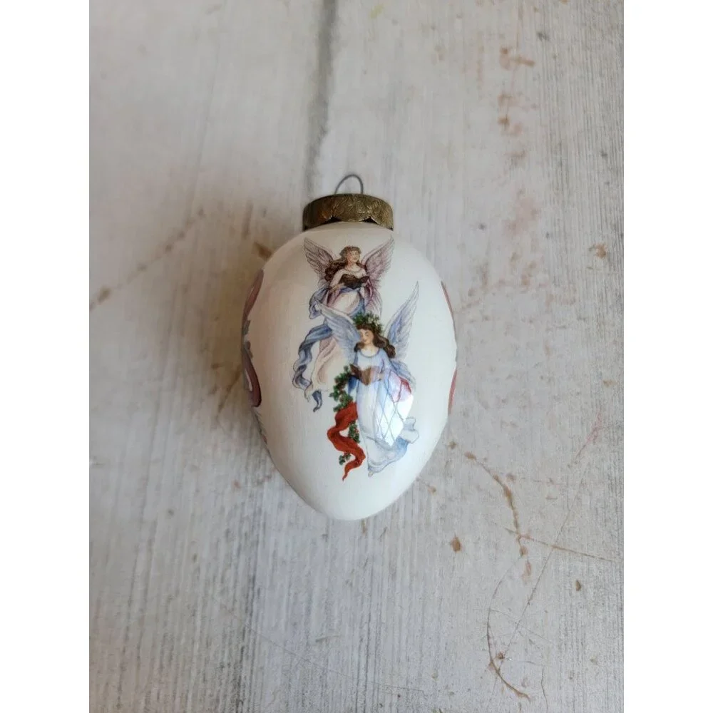 Vintage egg lady Angelic angel porcelain ornament Xmas flower‎